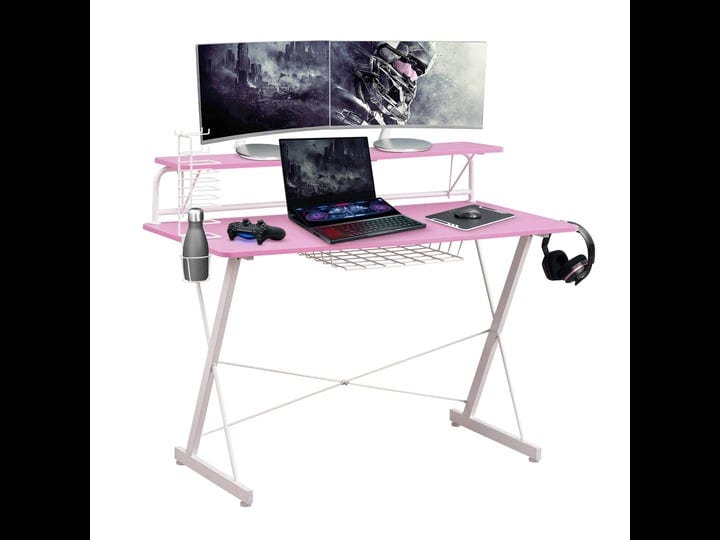 techni-office-solutions-computer-gaming-desk-with-shelve-41-5-inch-pink-and-white-size-23-5-1