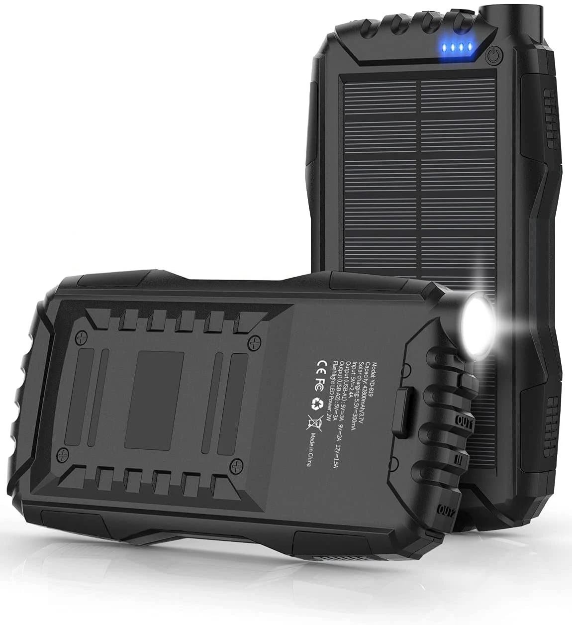 Solar-Powered 42800mAh Portable Charger with Fast Charging and LED Flashlight | Image