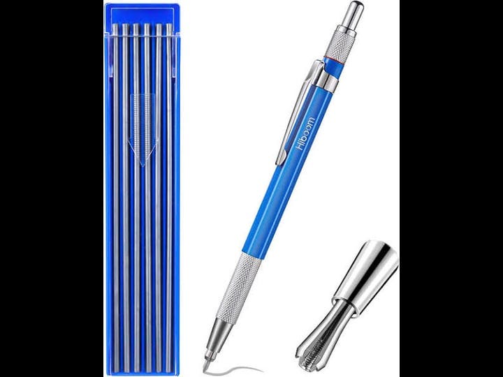 hiboom-silver-streak-welders-pencil-with-refills-mechanical-pencils-metal-marker-with-built-in-sharp-1