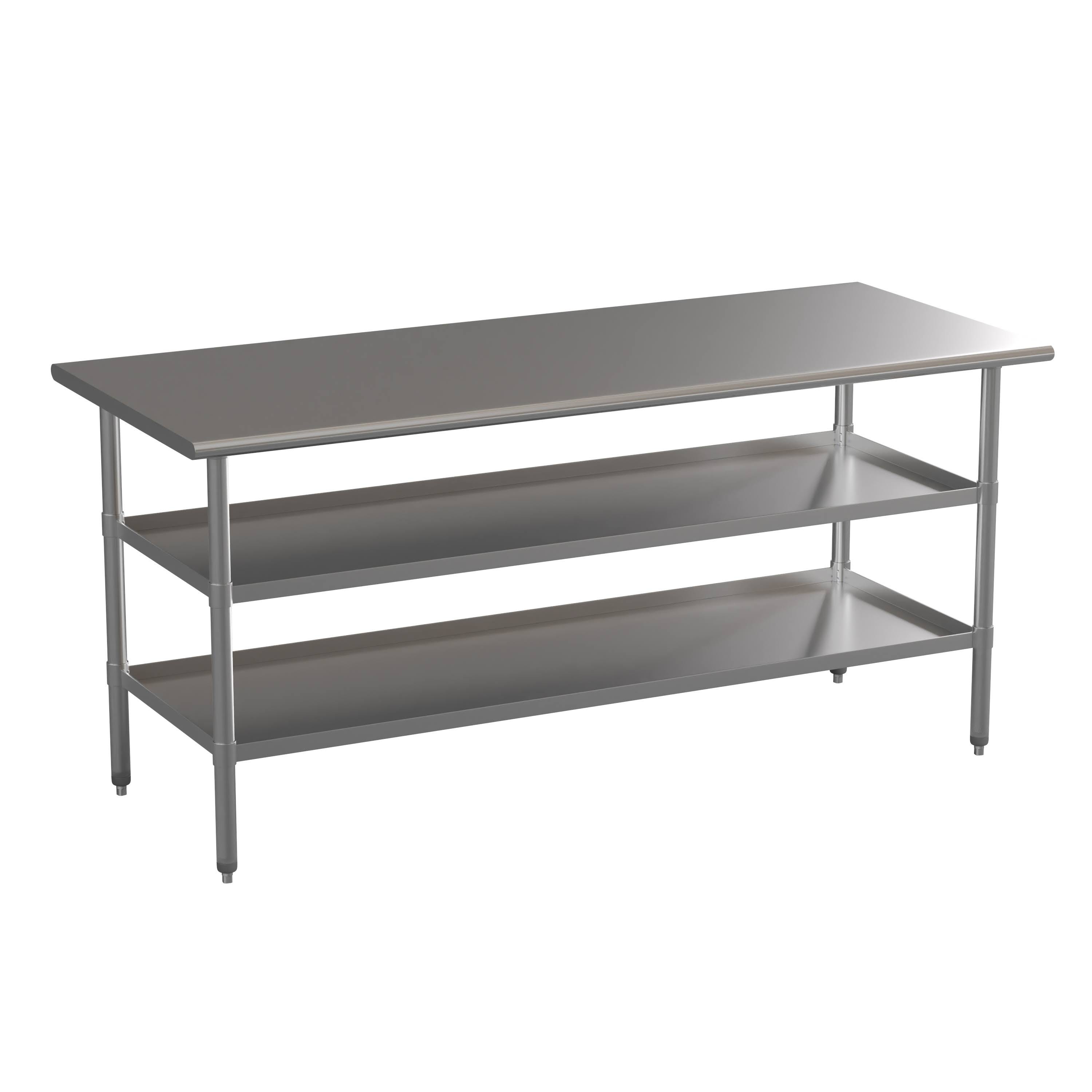 Commercial-Grade Kitchen Work Table with Double Adjustable Shelves and NSF Certification | Image