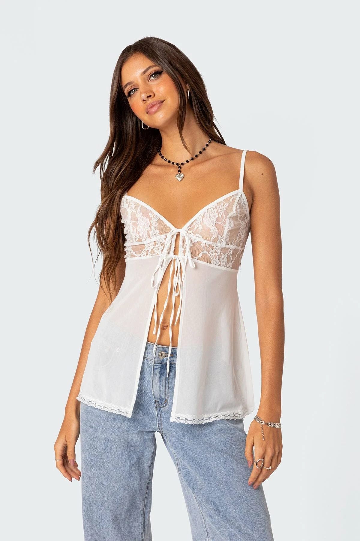 Stylish White Lace Cami for Women | Image