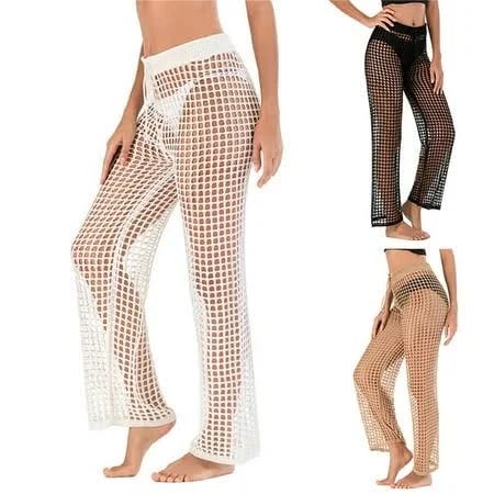 High-Waist Crochet Net Beach Pants for Summer Vacation | Image