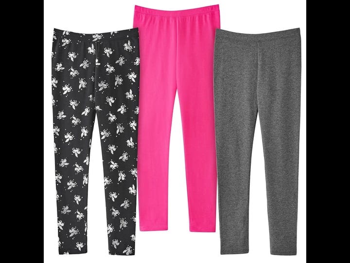 members-mark-girls-cotton-stretch-favorite-ankle-length-leggings-3-pack-unicorn-pink-heather-4-6