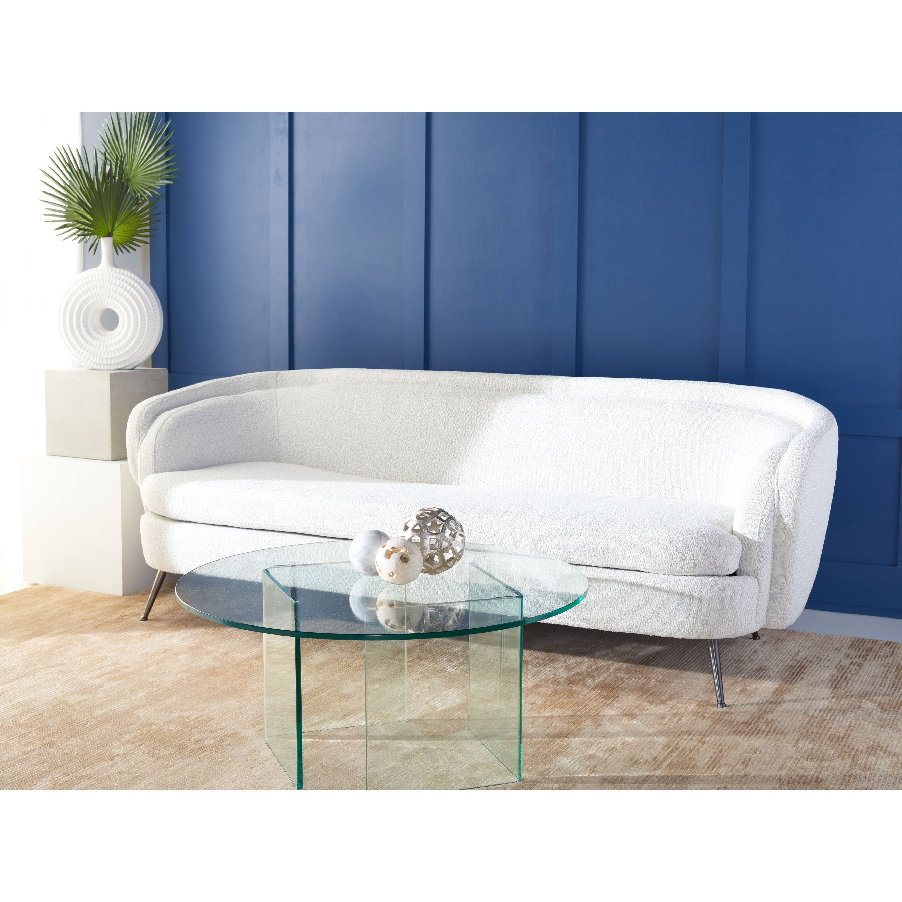 Elegant White Sofa with Wraparound Back Design | Image