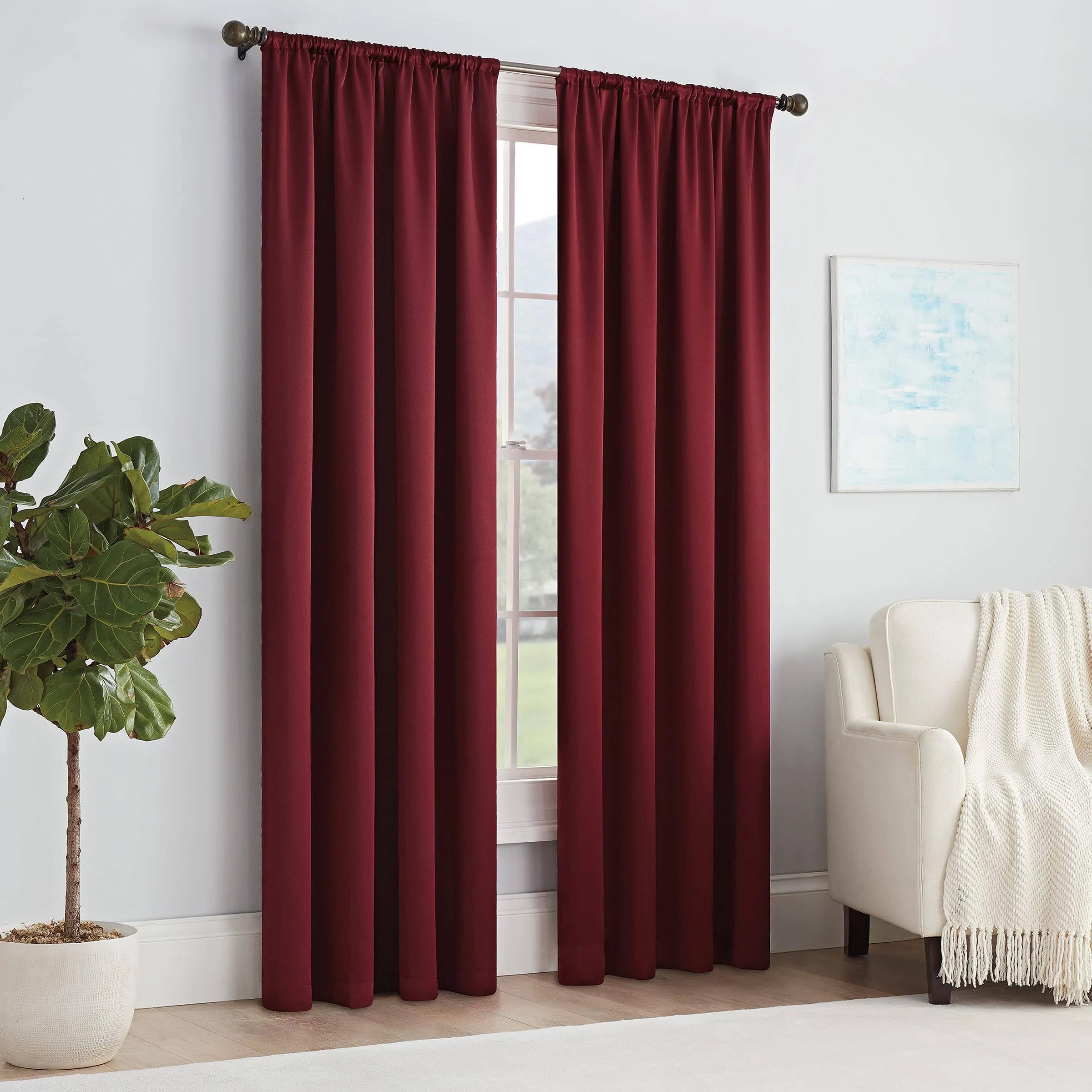 Red Thermapanel Curtain Panel for Energy-Efficient Light Blocking | Image