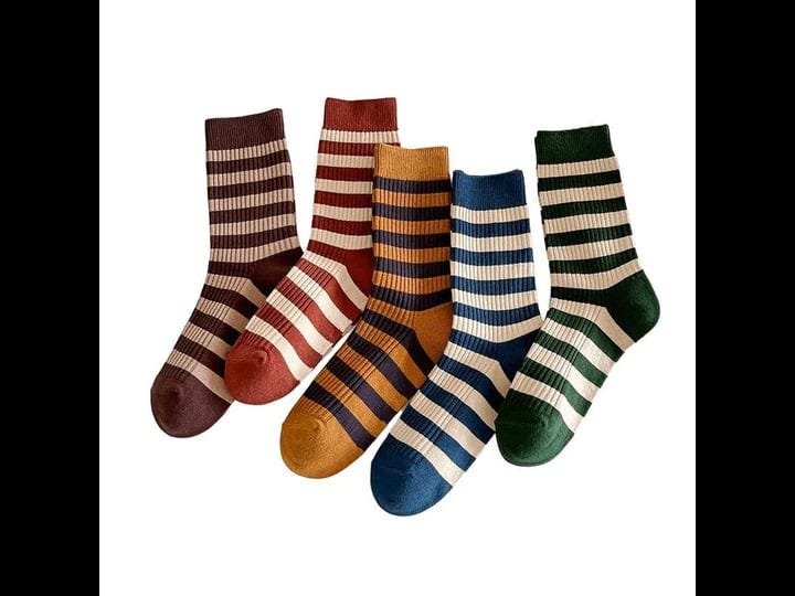 forjmmp-5-10-pairs-retro-style-colorful-striped-socks-cute-athletic-crew-socks-for-women-1
