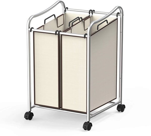 simplehouseware-2-bag-heavy-duty-rolling-laundry-sorter-cart-chrome-1