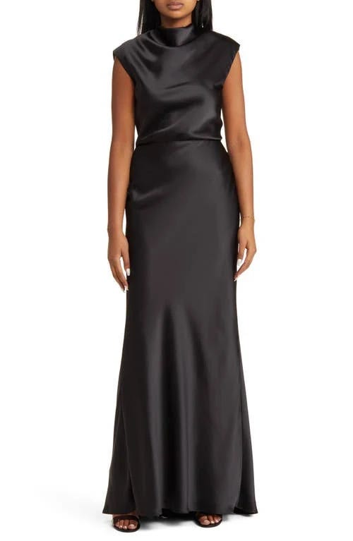 Stylish Black High Cowl Neck Gown from Amsale | Image