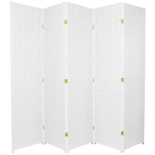 oriental-furniture-6-ft-tall-woven-fiber-room-divider-5-panel-white-1