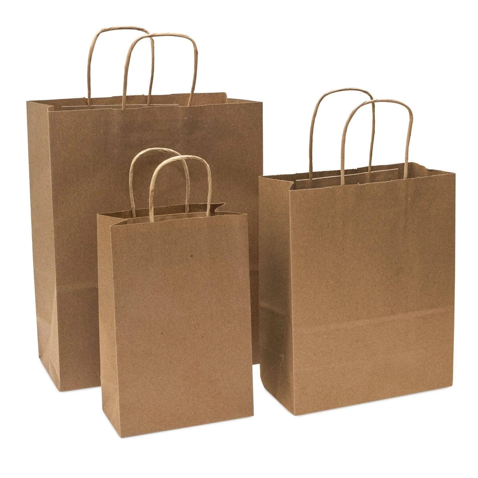 White Kraft Paper Assorted Size Gift Bags with Sturdy Handles by Prime Line Packaging | Image