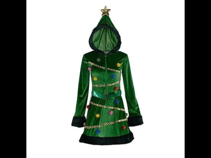 lioraitiin-women-christmas-tree-dress-velvet-hooded-sequin-fancy-costume-with-belt-funny-xmas-dress--1