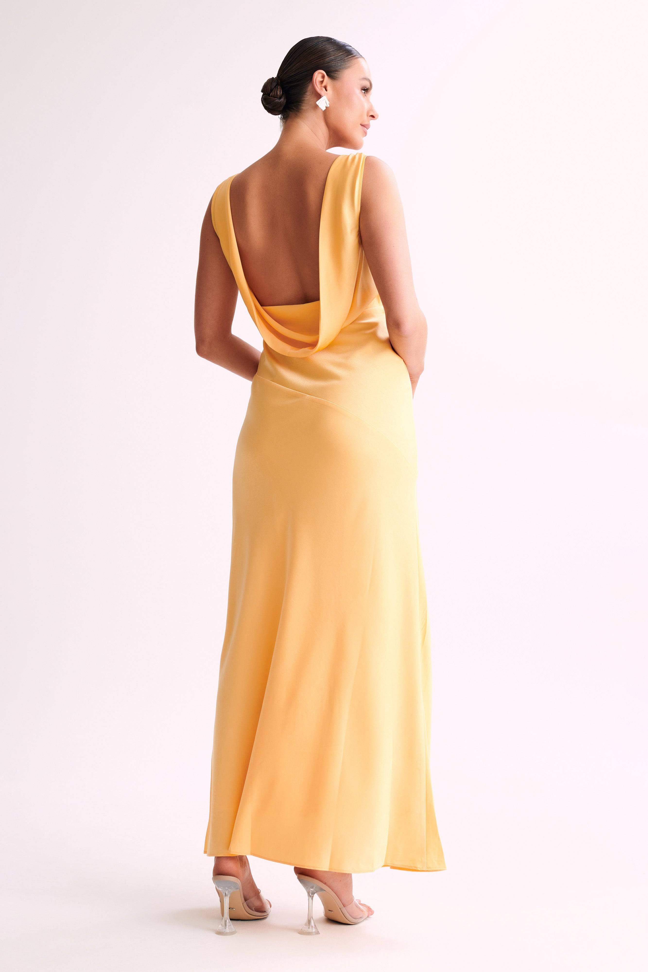 Lemon Satin Maxi Dress with Vestidos | Image