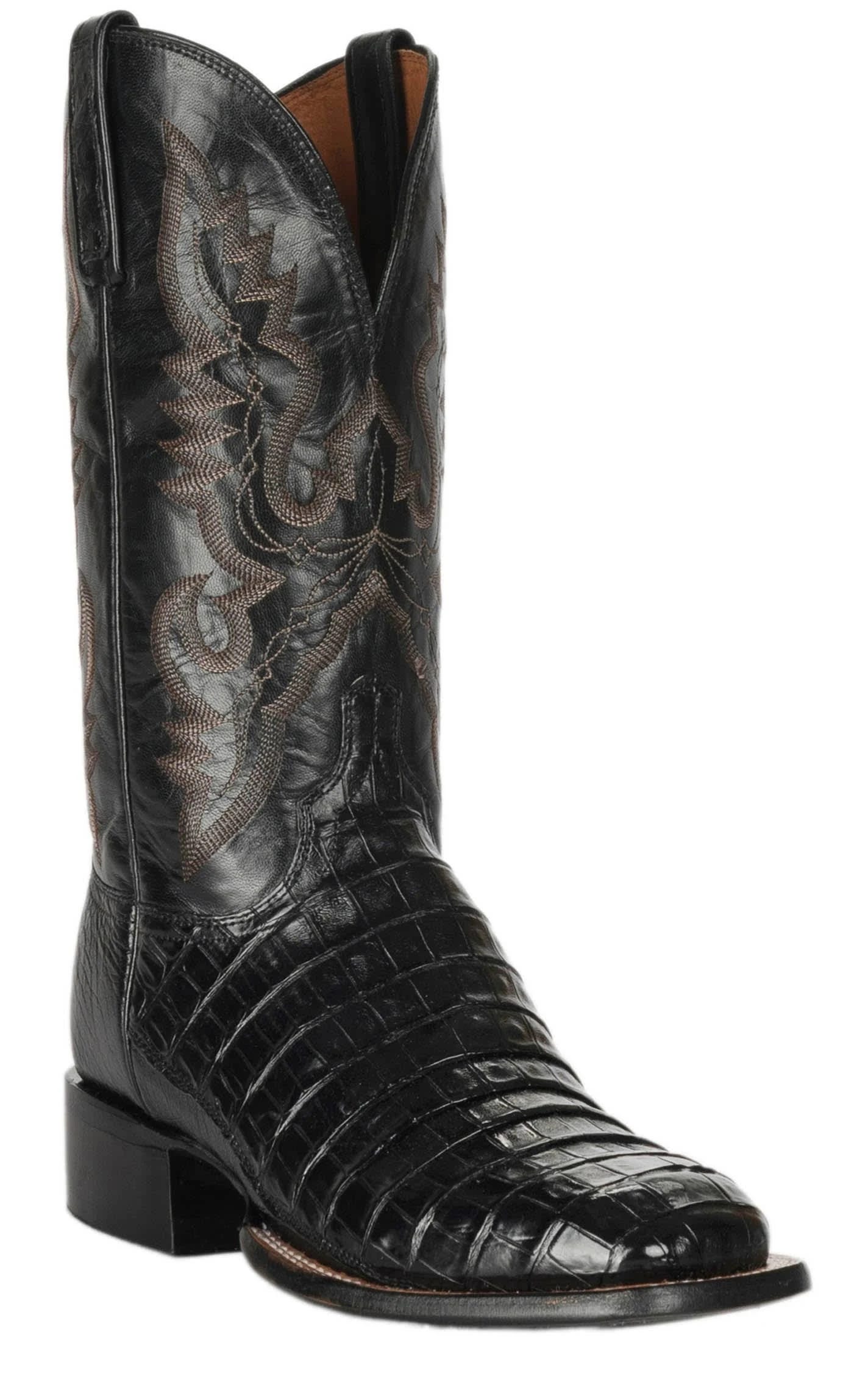 Premium Genuine Caiman Black Cowboy Boots by Lucchese | Image