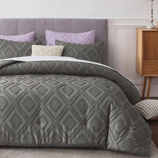 frohaul-boho-king-comforter-setgrey-rhombus-tufted-king-size-comforter-set-with-corner-loops3-pieces-1