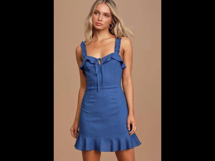 lulus-days-like-this-royal-blue-sleeveless-ruffled-mini-dress-size-x-large-100-rayon-1