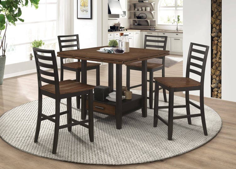 coaster-sanford-5-piece-round-counter-dining-set-cinnamon-and-espresso-1