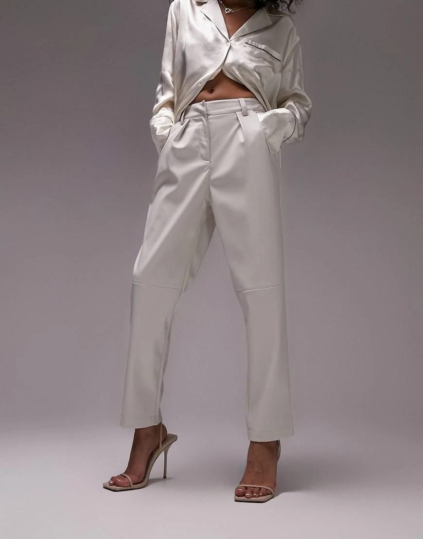High-Quality Matte White Leather Pants from Topshop | Image