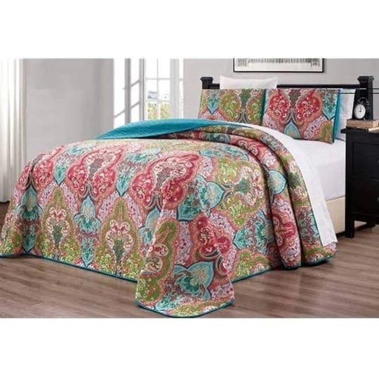 3-piece-oversize-100-inch-x-95-inch-fine-printed-prewashed-boho-decor-quilt-set-reversible-bedspread-1