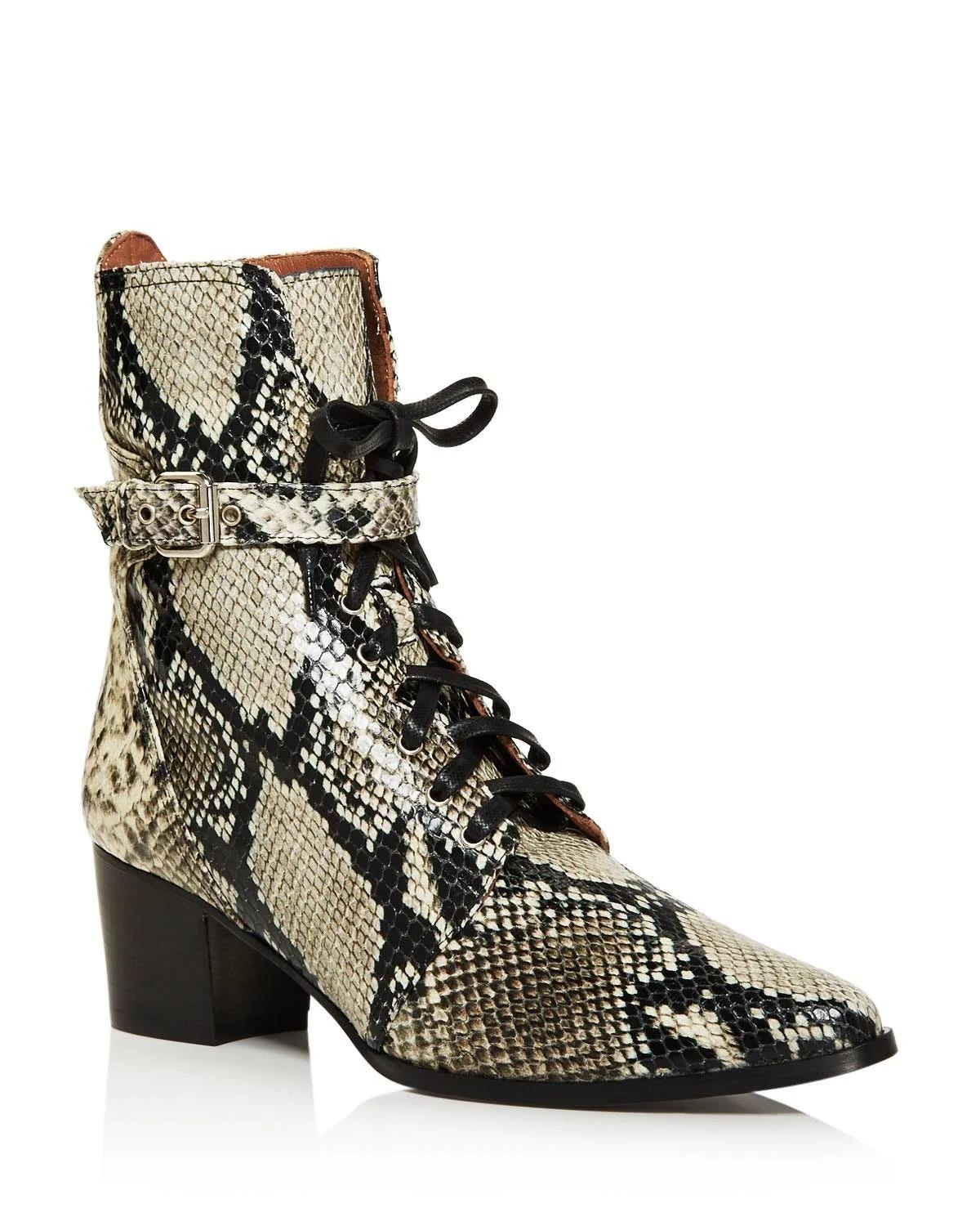 Stylish, Embossed Python-Print Snakeskin Women's Ankle Boots | Image