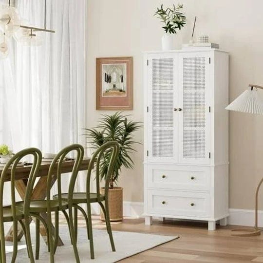 qi-tech-kitchen-pantry-storage-cabinet-tall-cabinet-with-rattan-doors-and-2-drawers-freestanding-cup-1