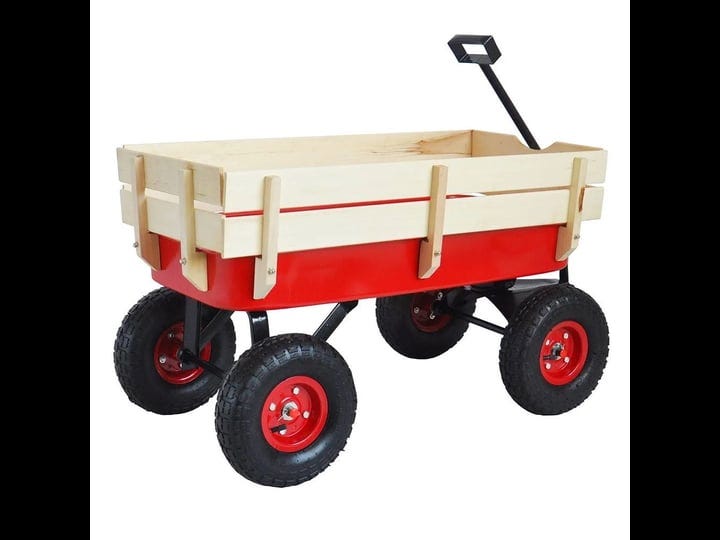 outdoor-wagon-all-terrain-pulling-with-wood-railing-air-tires-children-kid-garden-wagon-red-1