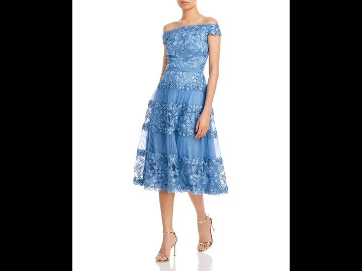 tadashi-shoji-womens-floral-embroidered-off-the-shoulder-a-line-dress-blue-stone-size-7