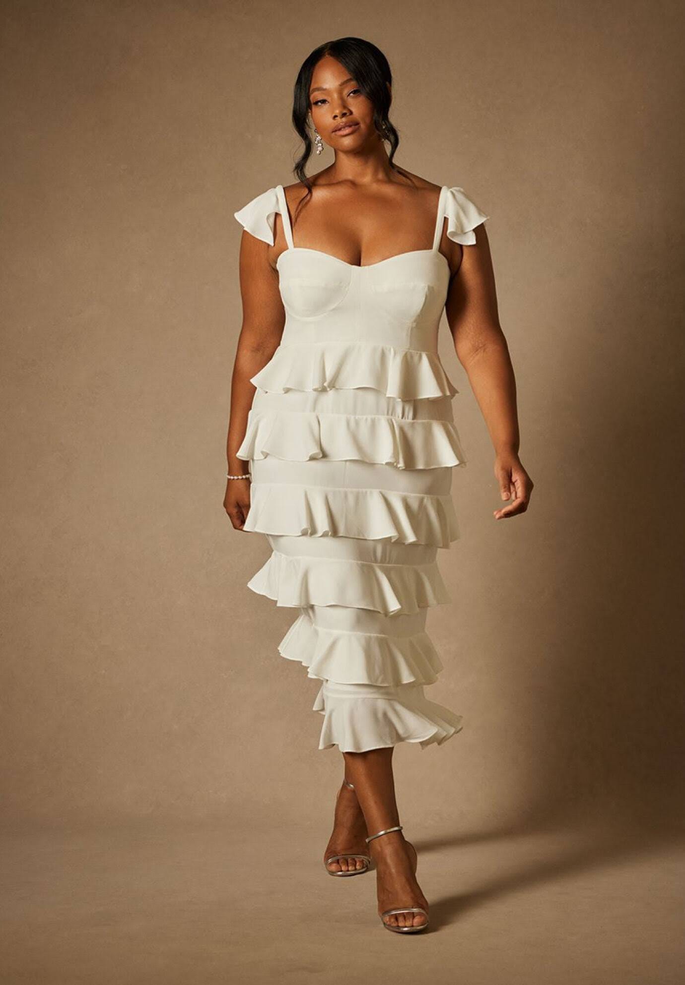 Elegant Plus Size Women's Bridal Shower Dress | Image