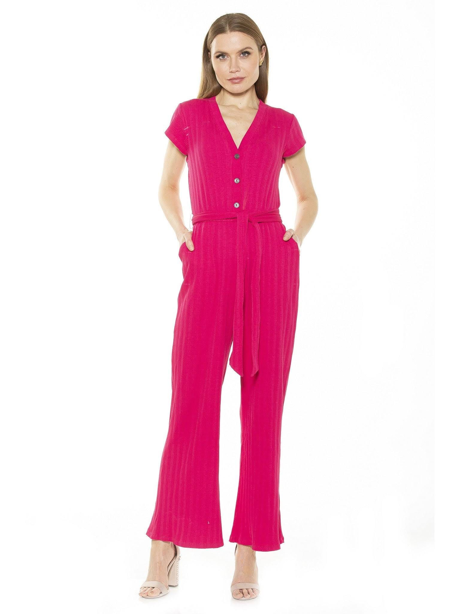 Stylish Ribbed Button-Down Jumpsuit | Image