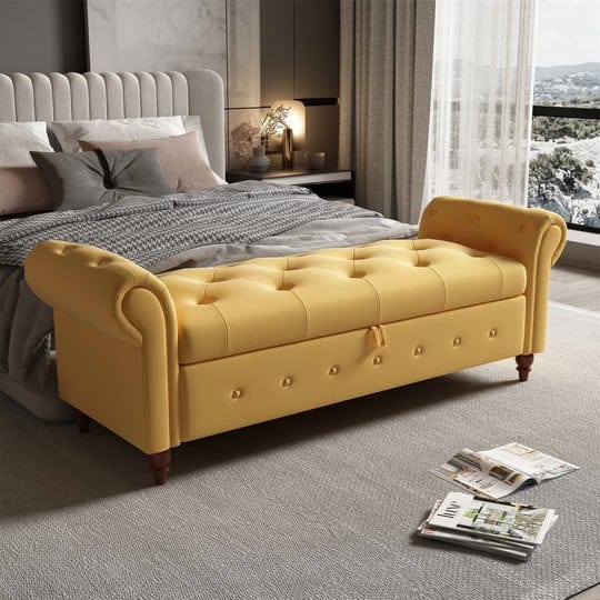 63-bed-bench-fabric-storage-ottoman-bench-yellow-1