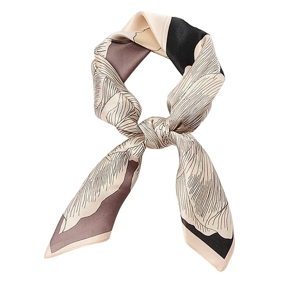 Luxurious 100% Mulberry Silk Medium Square Scarf for Women in Light Gray | Image