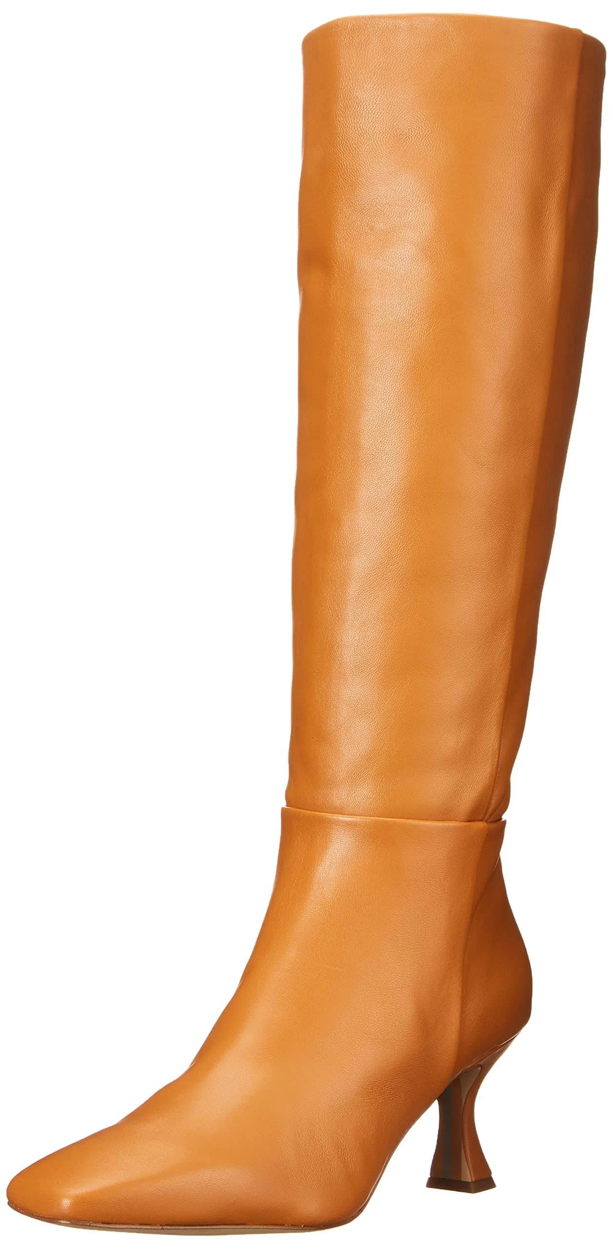 Fashionable Knee-High Camel Leather Boots | Image