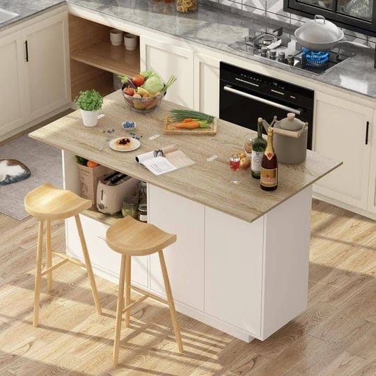 white-oak-wood-59-1-in-w-kitchen-island-dining-table-with-adjustable-shelves-and-drawer-1
