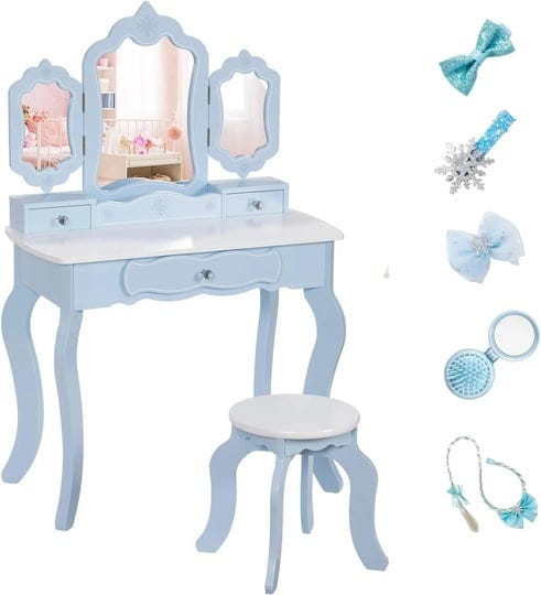 brinjoy-kids-vanity-set-2-in-1-wooden-makeup-table-stool-w-detachable-tri-fold-mirror-pretend-play-p-1