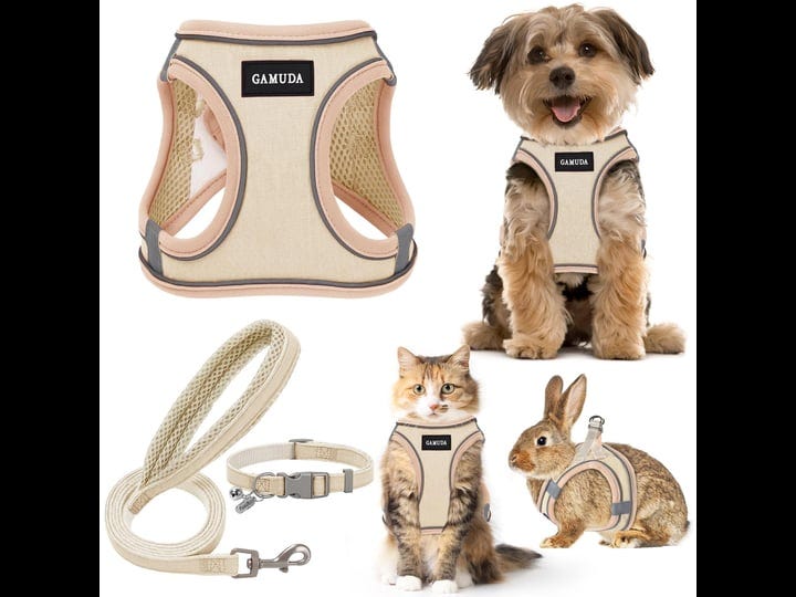 gamuda-small-pet-harness-collar-and-leash-set-step-in-no-chock-no-pull-linen-fabric-soft-mesh-dog-ve-1