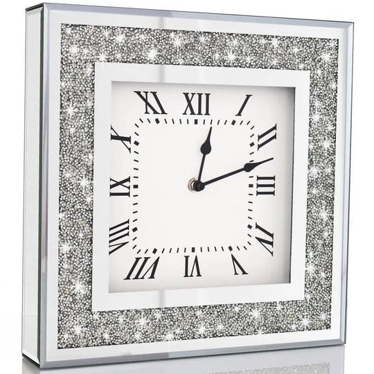 crystal-crush-diamond-mirrored-square-wall-clock-with-sparkle-shining-silver-1