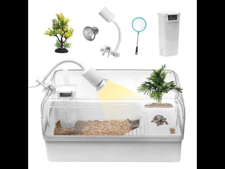 clioran-turtle-tank-habitat-kit-aquatic-tortoise-enclosure-starter-aquarium-with-multi-function-area-1