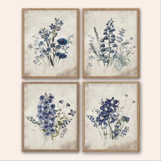 boho-flowers-and-plants-canvas-painting-vintage-wall-art-picture-art-poster-aesthetic-for-rustic-vin-1