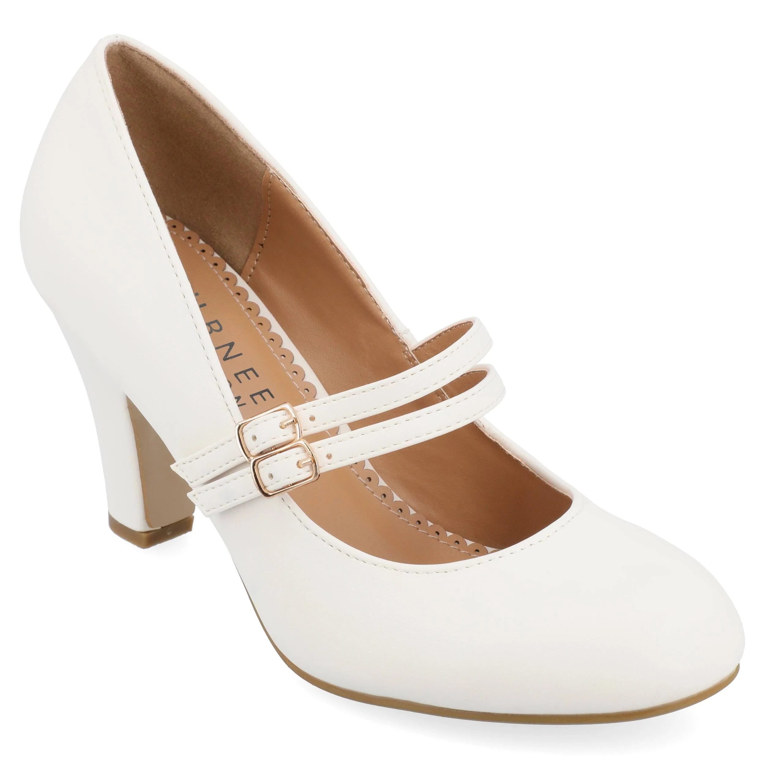 Women's White Vegan Leather Mary Jane Pump with Padded Footbed | Image