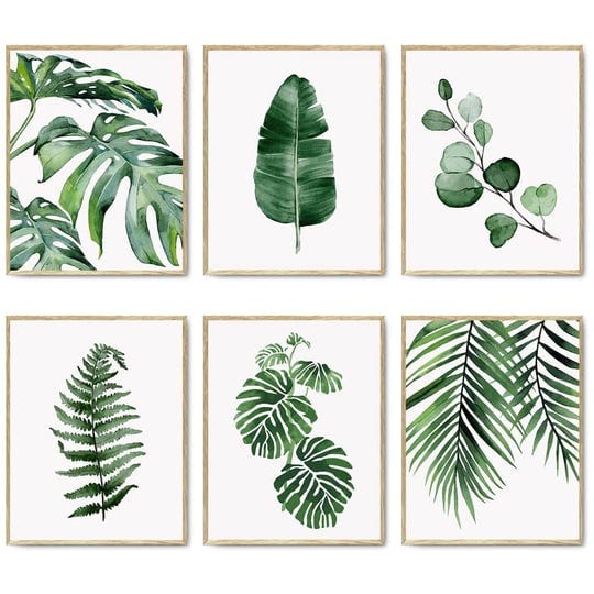 hoozgee-green-botanical-wall-art-print-set-of-6-natural-plant-leaves-home-decor-boho-leaf-bathroom-w-1