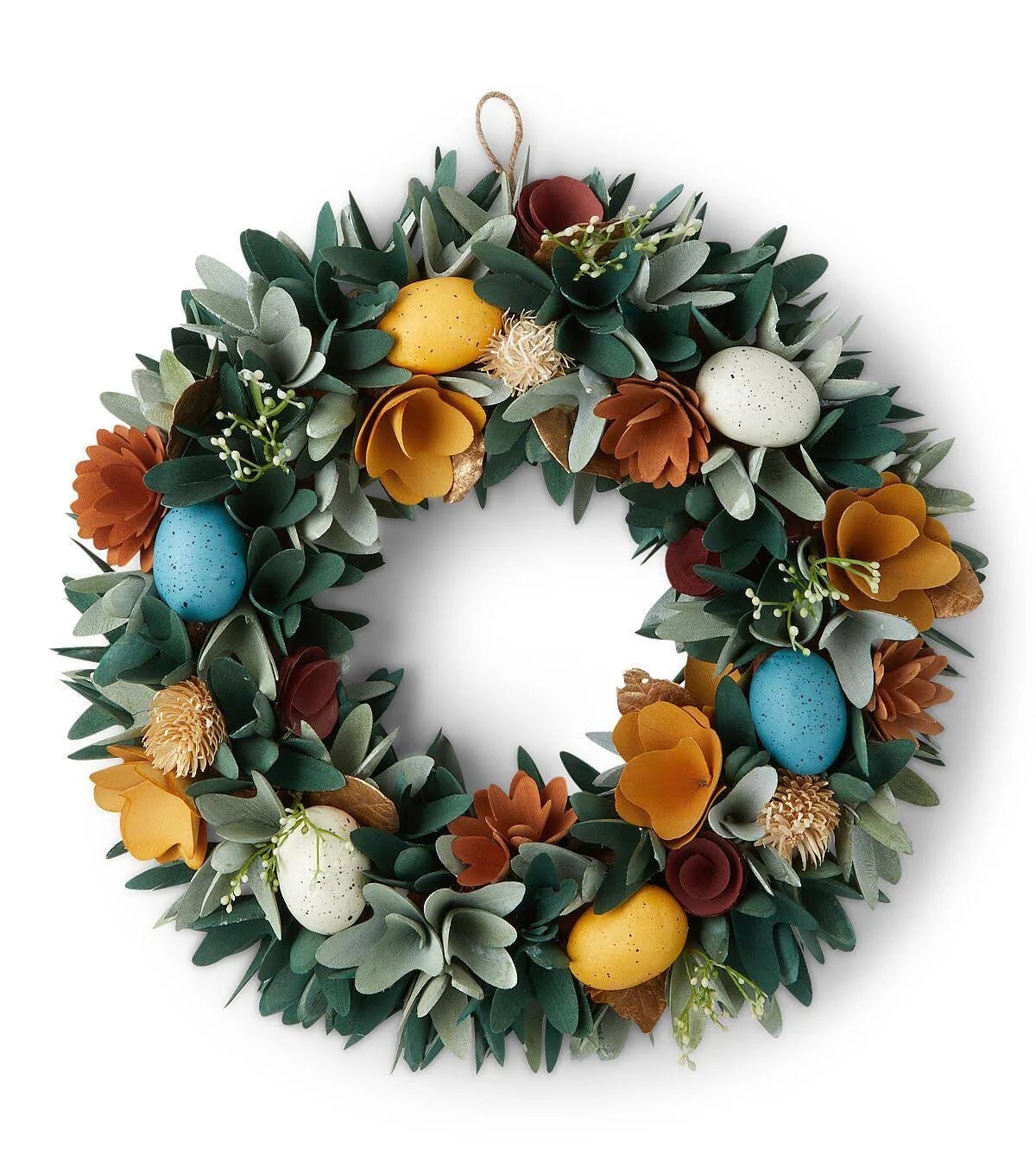 Easter Green & Yellow Egg Woodchip Flower Wreath | Image