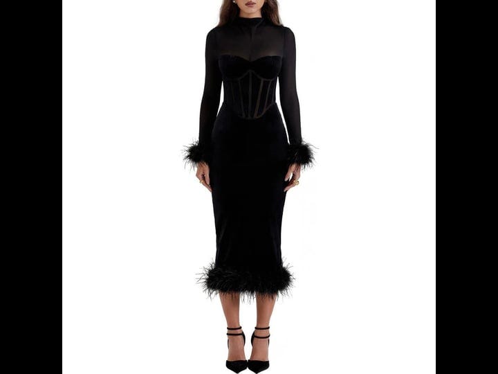 house-of-cb-lianna-feather-trim-long-sleeve-corset-midi-dress-in-black-1