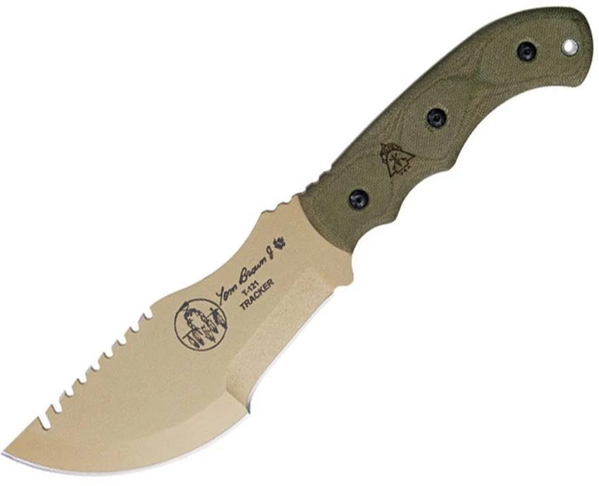 Tops Knives Tom Brown Tracker 2 Fixed Blade Knife - Coyote Tan Coating & 5.5 Inch Drop Point Blade | Image