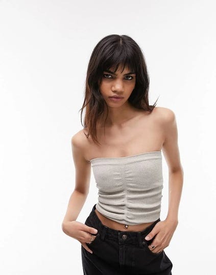 topshop-ruched-rib-bandeau-top-in-nude-1