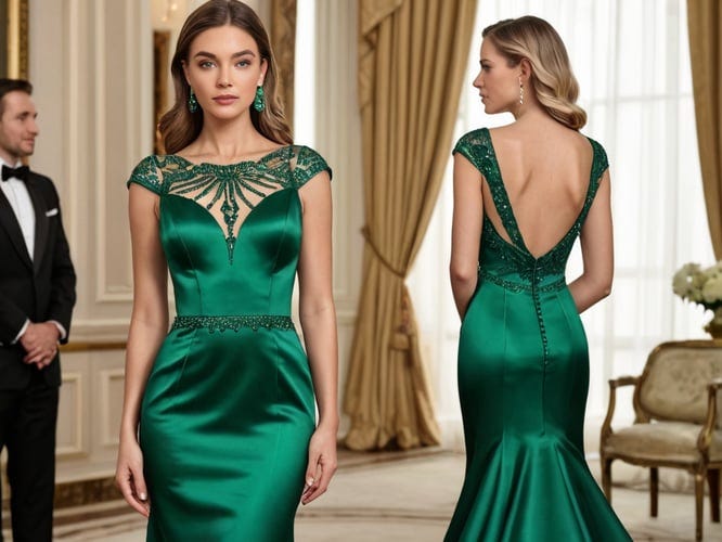 Emerald-Green-Satin-Dress-1