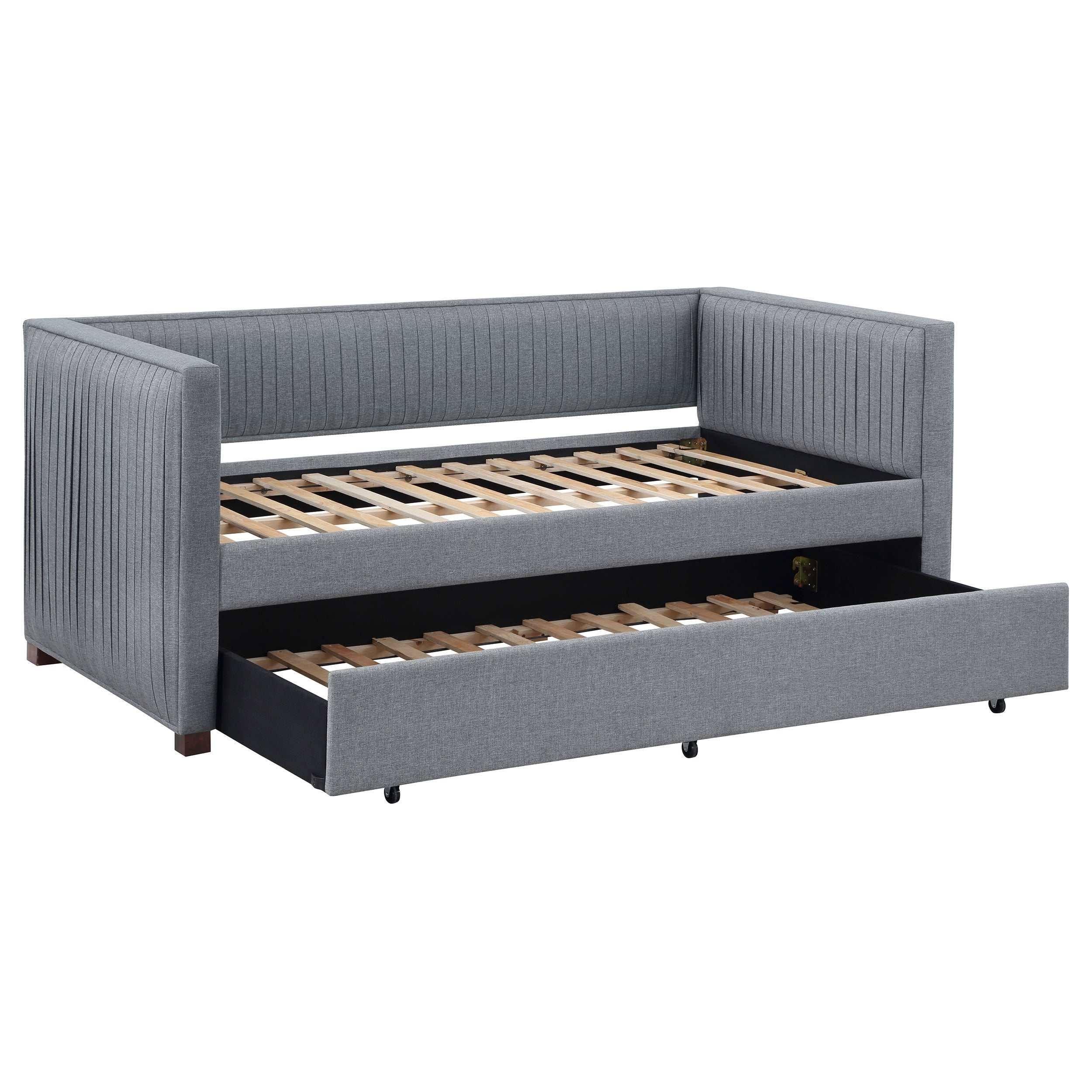 Stylish Gray Upholstered Daybed with Trundle | Image
