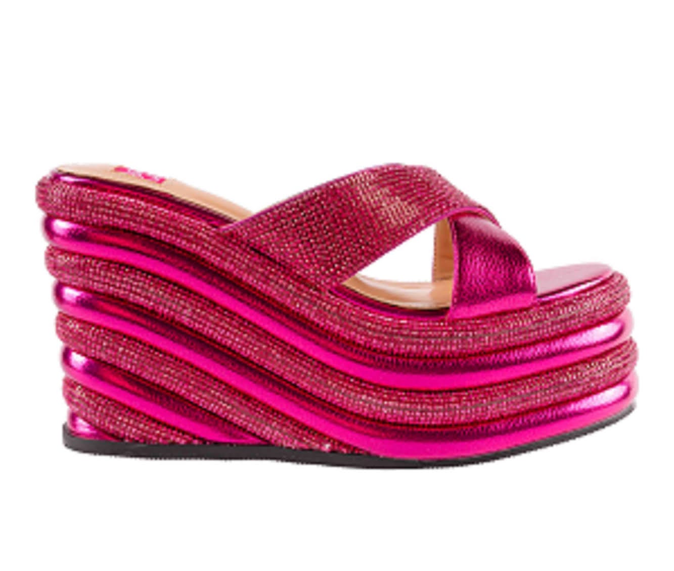 Fuchsia Platform Wedge Sandals for Women | Image