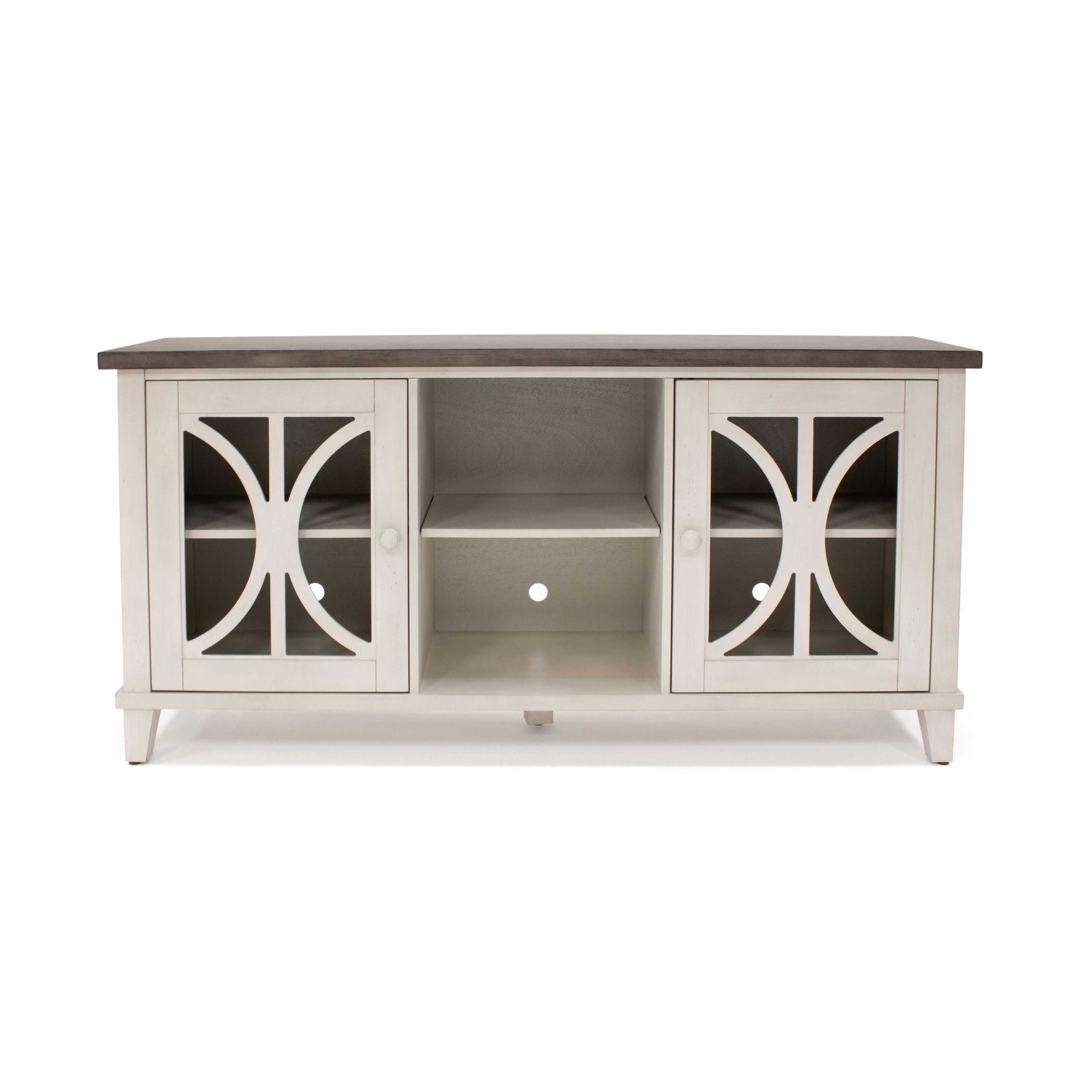 Martin Furniture Distressed White TV Stand Entertainment Center | Image