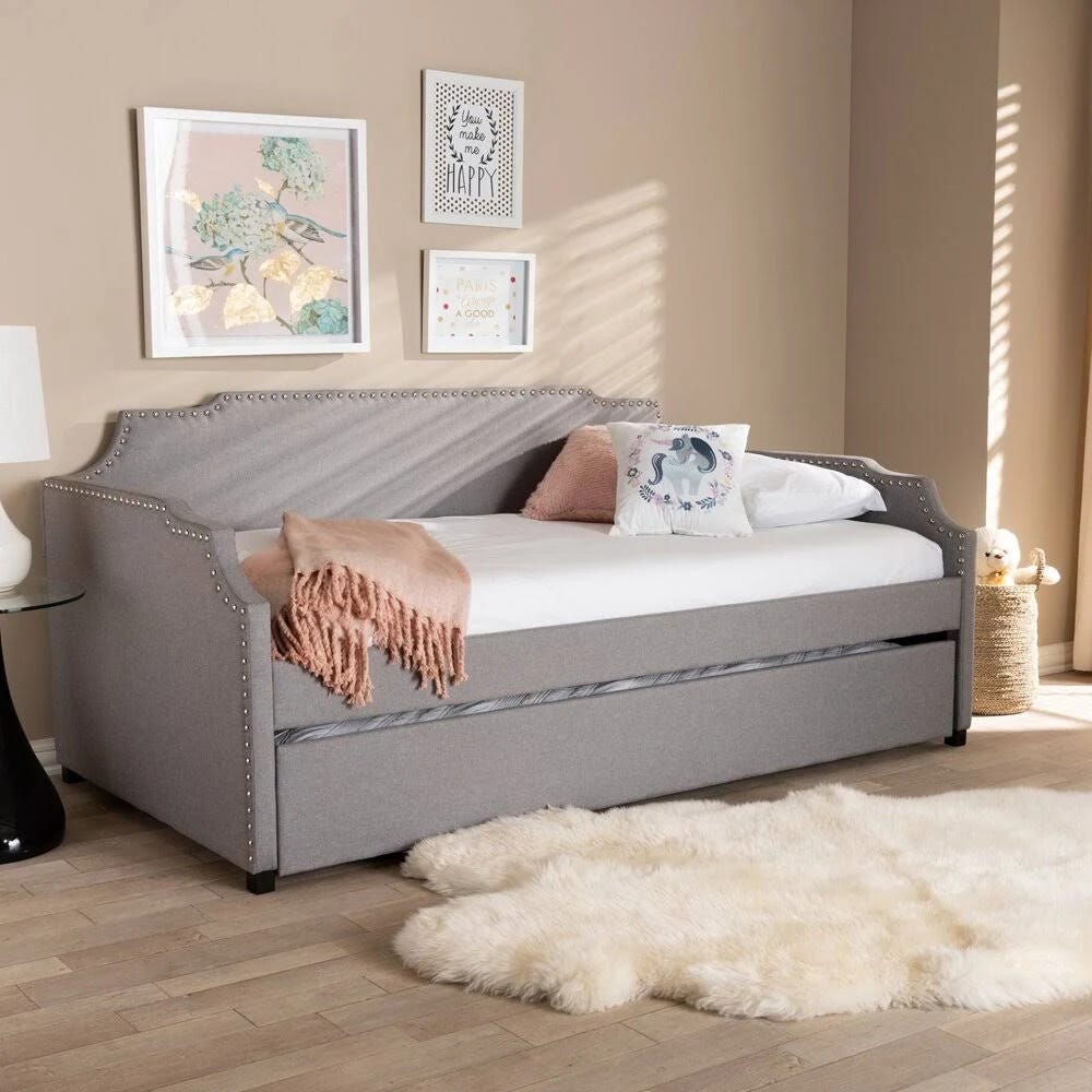 Convertible Twin Daybed with Roll-Out Trundle - Stylish Storage Solution | Image