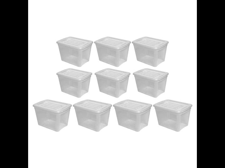gracious-living-10-gal-stackable-home-storage-tote-bin-with-lid-clear-10-pack-1