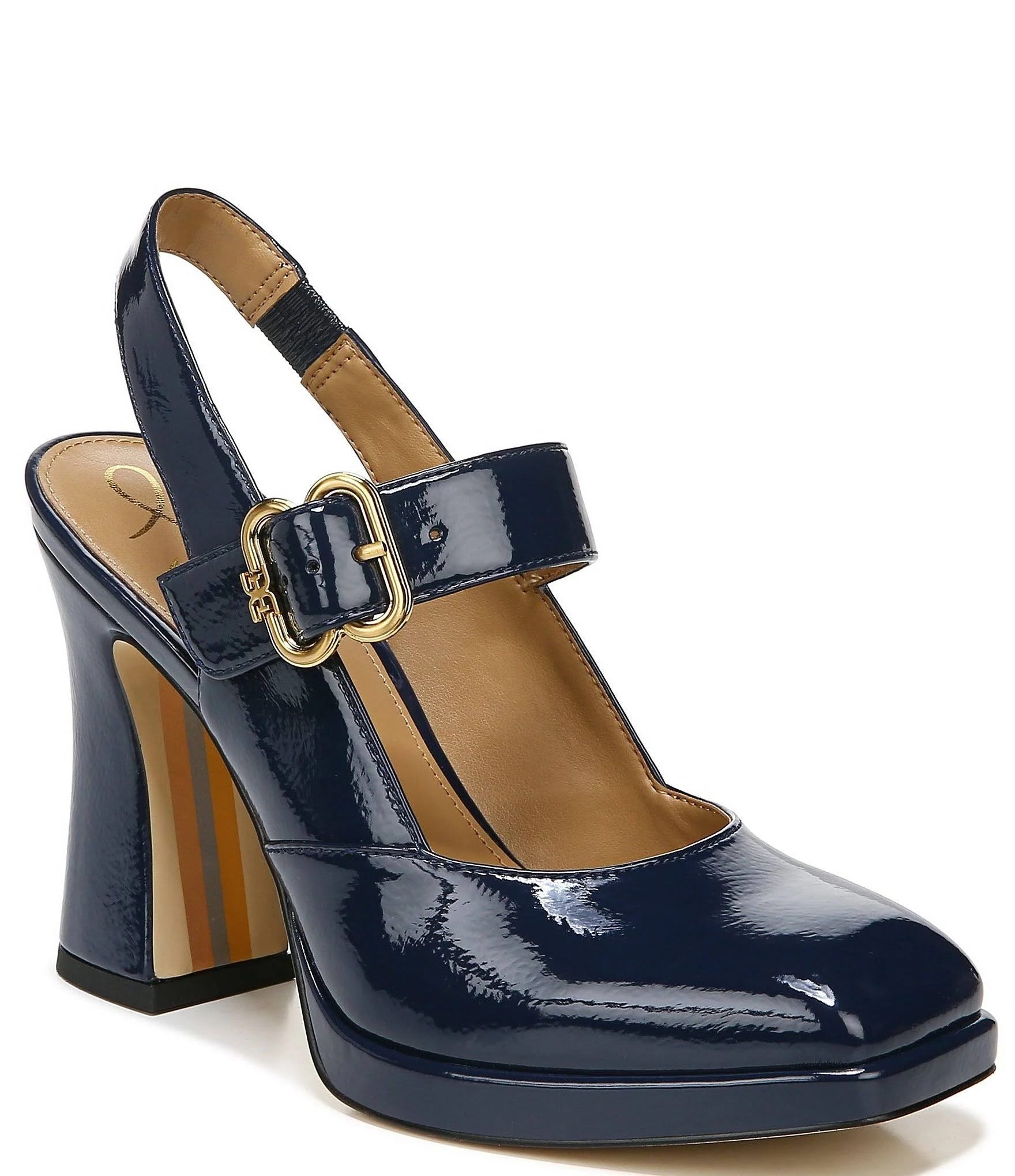 Sleek Sling Back Patent Pump Shoes - Royal Navy from Sam Edelman | Image